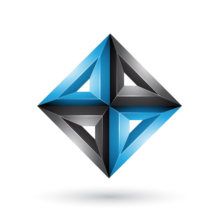 Vector ilustración de vector de forma de diamante en relieve geométrico 3d azul y negro