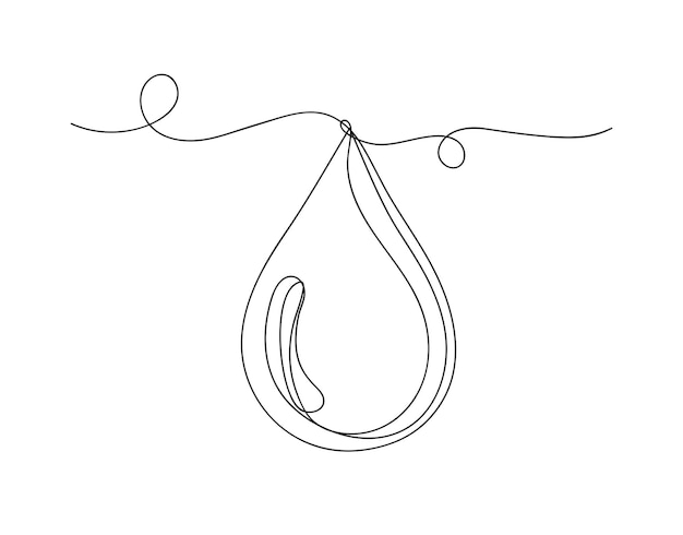 Ilustración de vector de forma de gota de agua de una línea continua