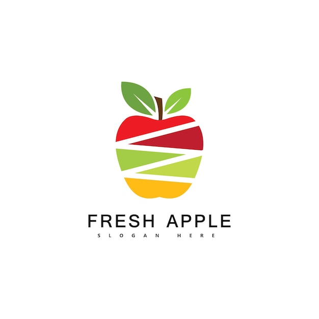 Ilustración de vector de fruta fresca de logotipo de fruta de manzana