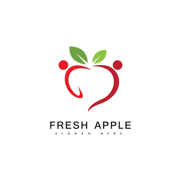 Ilustración de vector de fruta fresca de logotipo de fruta de manzana