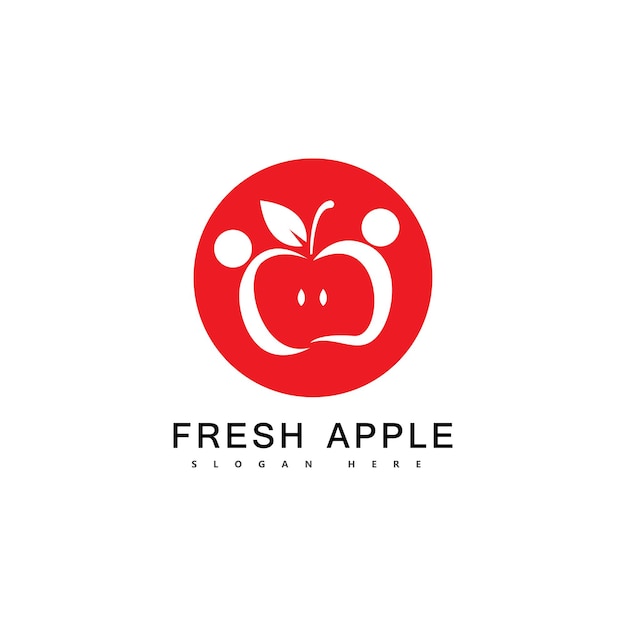 Ilustración de vector de fruta fresca de logotipo de fruta de manzana
