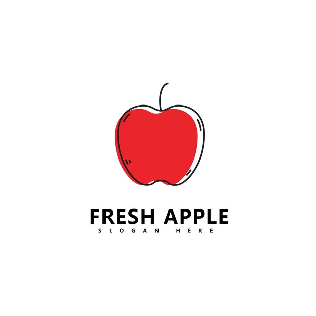 Ilustración de vector de fruta fresca de logotipo de fruta de manzana