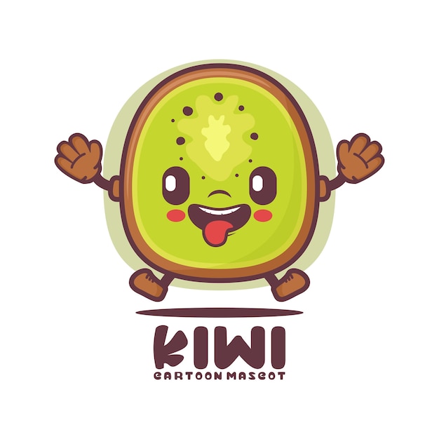 Ilustración de vector de fruta de mascota de dibujos animados de kiwi