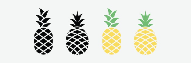 Ilustración de vector de fruta tropical de piña Piña con icono de hoja Símbolo de comida dulce exótica y vitamina de verano saludable Ilustración de diseño de icono de vector moderno