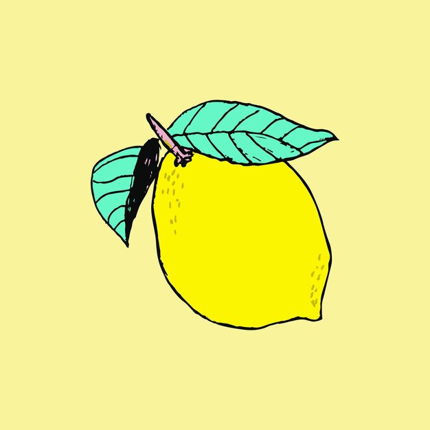 Ilustración de vector de frutas de limón aislado sobre fondo amarillo