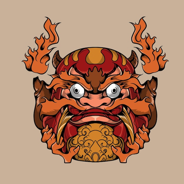 Ilustración de vector de fuego daruma