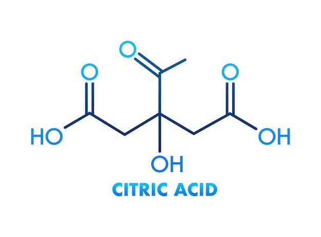 Vector ilustración de vector de fuente de texto de etiqueta de icono de fórmula química de concepto de ácido cítrico