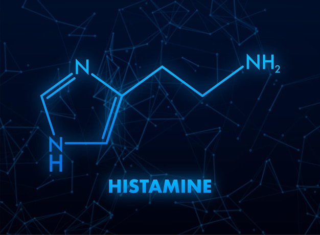 Ilustración de vector de fuente de texto de etiqueta de icono de fórmula química de concepto de histamina