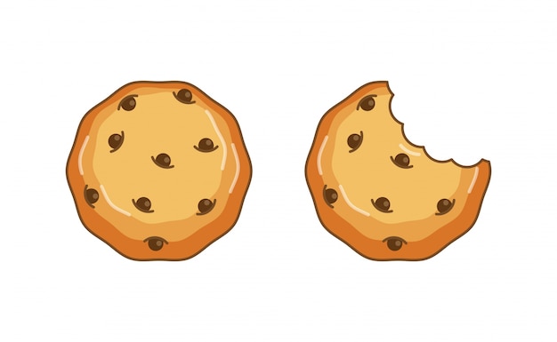 Ilustración de vector de galleta con chispas de chocolate, vista superior