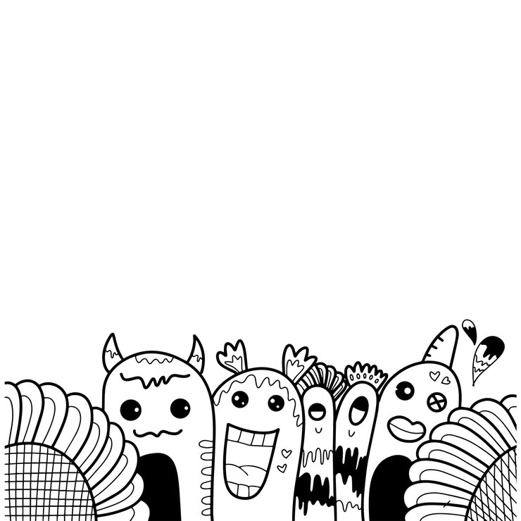 Vector ilustración de vector de garabato lindo monstruo dibujos animados divertido