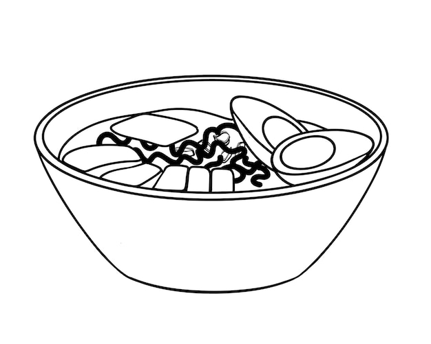 Ilustración de vector de garabato de sopa de miso ramen