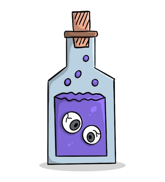 Ilustración de vector de garabato de tarro de laboratorio de veneno de halloween dibujado a mano