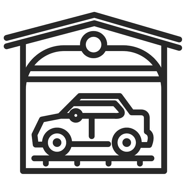 Ilustración del vector del garaje del coche