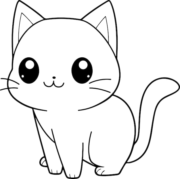 Vector ilustración de vector de gato libro de colorear de gato blanco y negro o página para niños