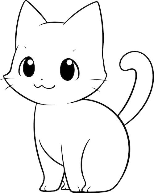 Vector ilustración de vector de gato libro de colorear de gato blanco y negro o página para niños