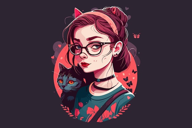 Ilustración de vector de gato san valentín