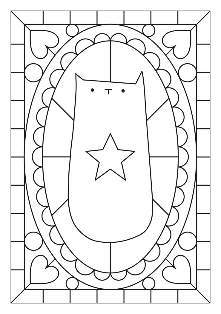 Vector ilustración de vector de gato de vidrieras