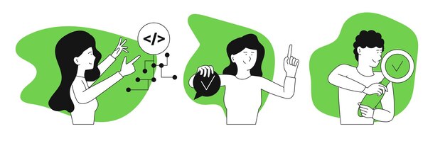 Ilustración de vector de gestión de tareas con personas establecidas Horario de negocios y tiempo de organización