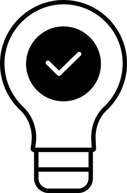 Ilustración de vector de glifo sólido de la idea aprobada