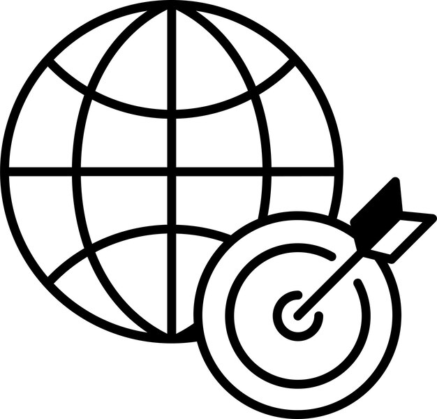 Ilustración del vector de glifo sólido objetivo global