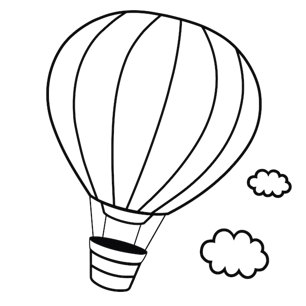 Ilustración de vector de globo de pelo caliente blanco y negro