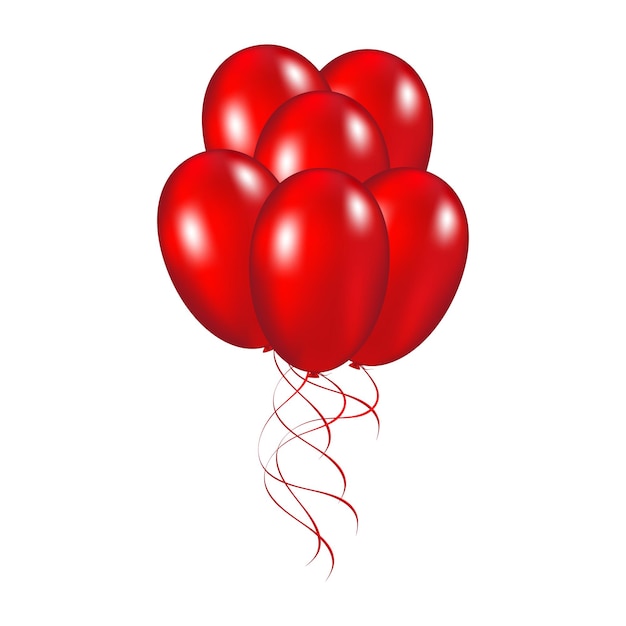 Ilustración de vector de globos festivos rojos sobre un fondo blanco