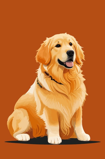 Ilustración de vector de Golden Retriever bellamente aislada sobre un fondo blanco