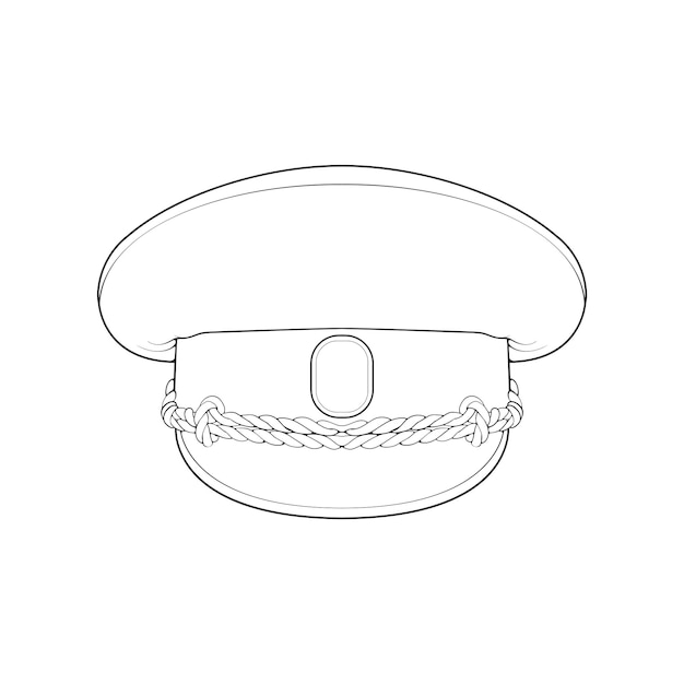 Ilustración de vector de gorra militar de contorno aislada sobre fondo blanco vector de gorra militar de contorno para libro de colorear