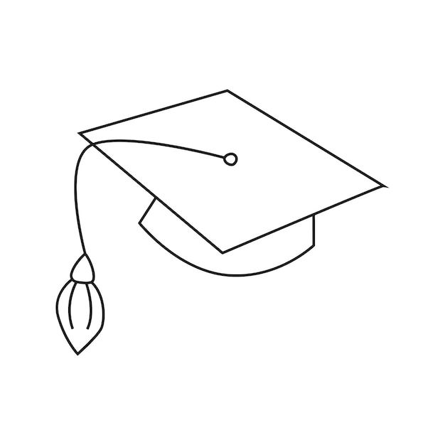 Ilustración de vector de gorro de graduación en estilo doodle