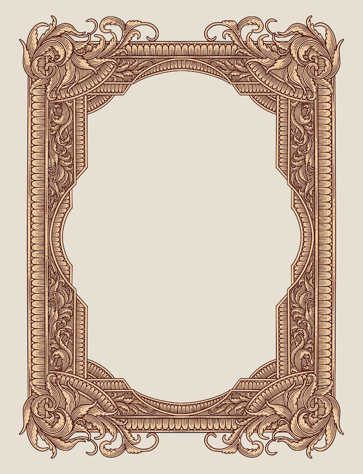 Vector ilustración de vector de grabado de marco de oro antiguo
