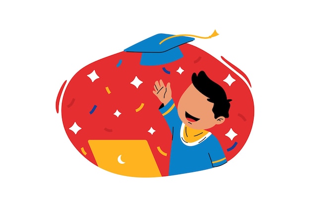 Ilustración de vector de graduación en línea