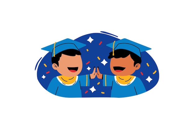 Ilustración de vector de graduado de estudiante feliz