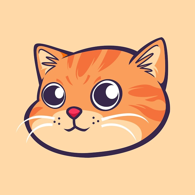 Ilustración de vector gráfico de cabeza de gato de dibujos animados lindo