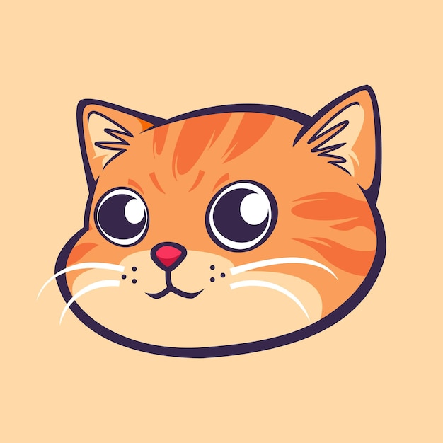 Vector ilustración de vector gráfico de cabeza de gato de dibujos animados lindo