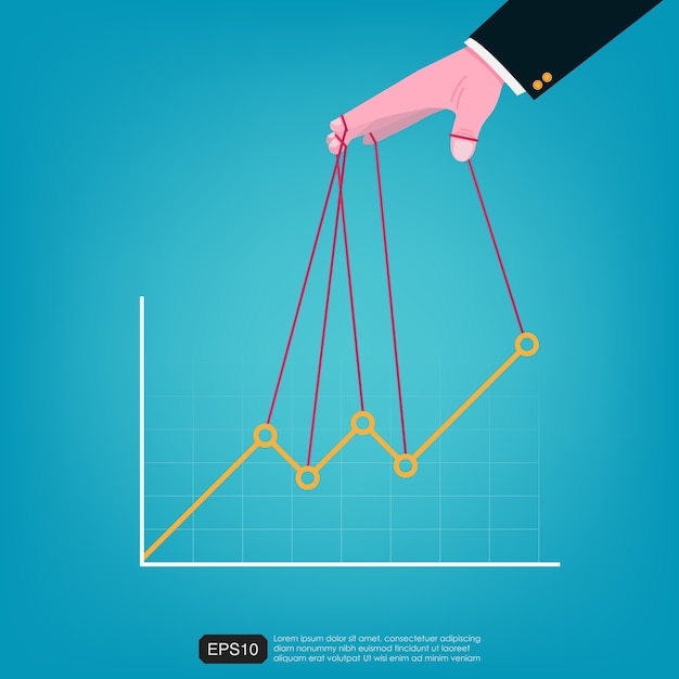 Ilustración de vector gráfico de gráfico de control de mano de empresario. diseño de estilo plano