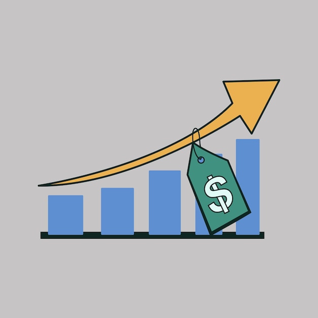 Vector ilustración de vector de gráfico de inflación dólar americano está aumentando