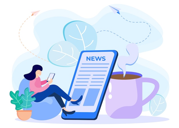 Ilustración vector gráfico personaje de dibujos animados de noticias