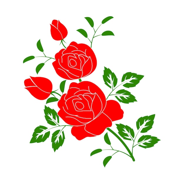 Ilustración de vector de gráficos de diseño floral de flor de hoja de rosa roja