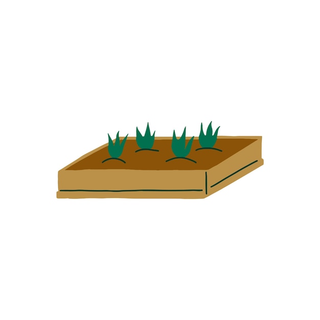 Vector ilustración de vector de granja de caja de planta de jardinería