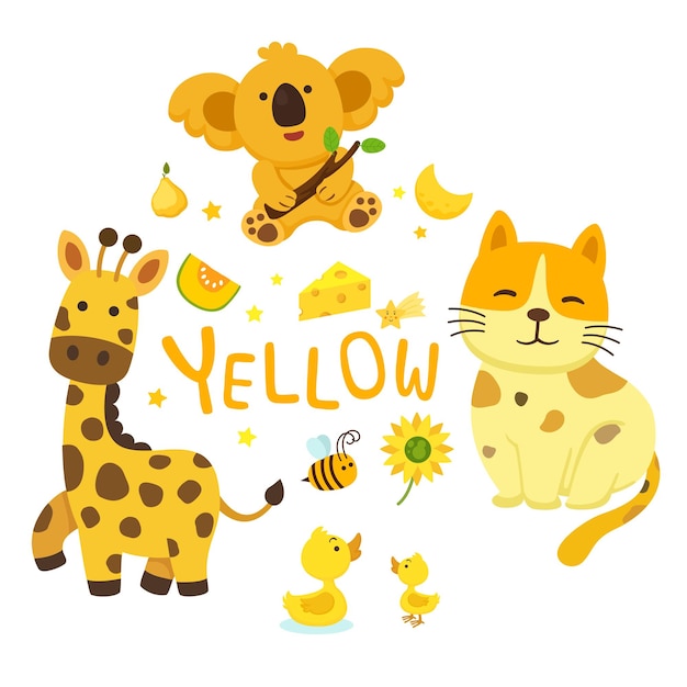 Ilustración de vector de grupo amarillo de color aislado