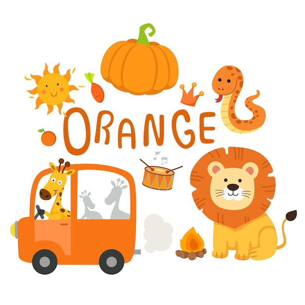 Ilustración de vector de grupo naranja de color aislado