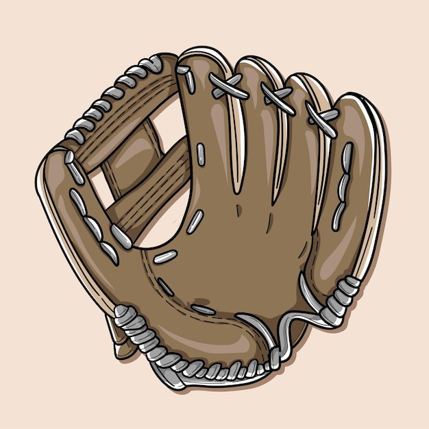 Vector ilustración del vector del guante de béisbol dibujado a mano