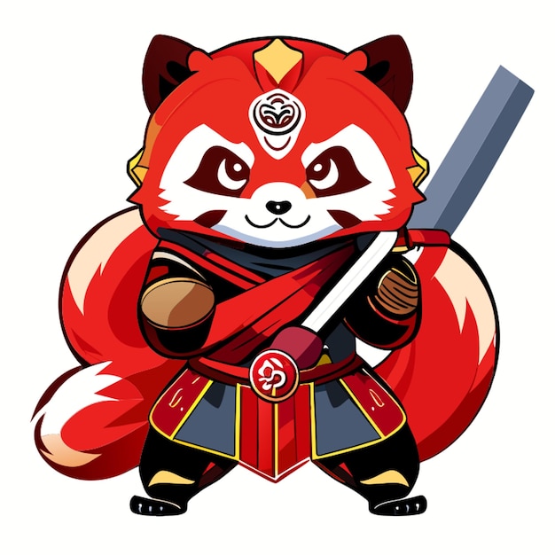 Ilustración de vector de guerrero panda rojo