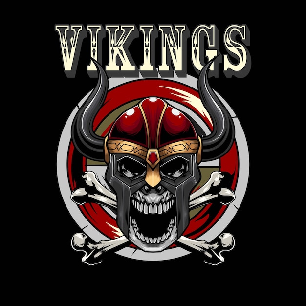 Ilustración de vector de guerrero vikingo con dibujo de estilo vintage