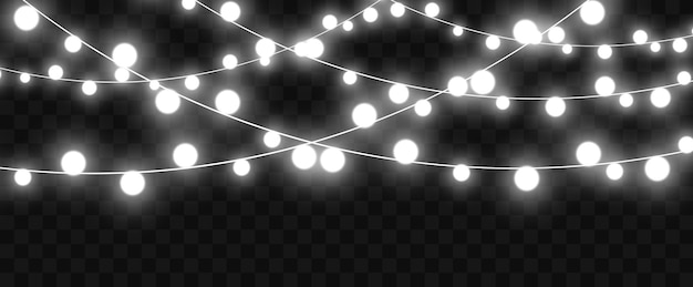 Ilustración de vector de una guirnalda de luz sobre un fondo transparente