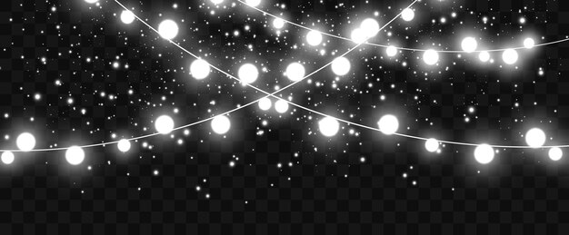 Ilustración de vector de una guirnalda de luz sobre un fondo transparente