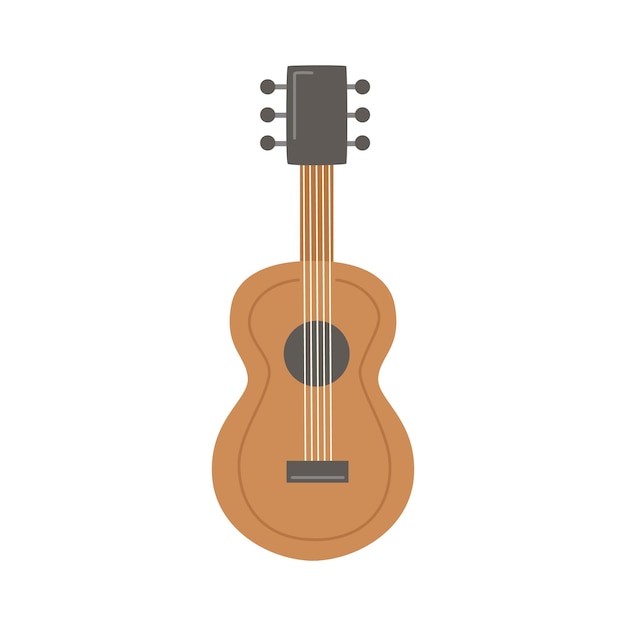 Ilustración de vector de guitarra de madera sobre fondo blanco