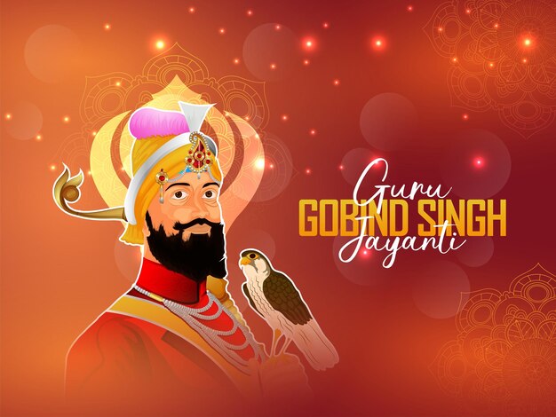 Ilustración de vector de gurú sikh, gurú gobind singh ji