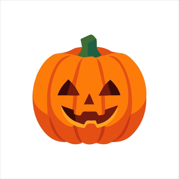 Ilustración de vector de halloween de calabaza plana aislada sobre fondo blanco