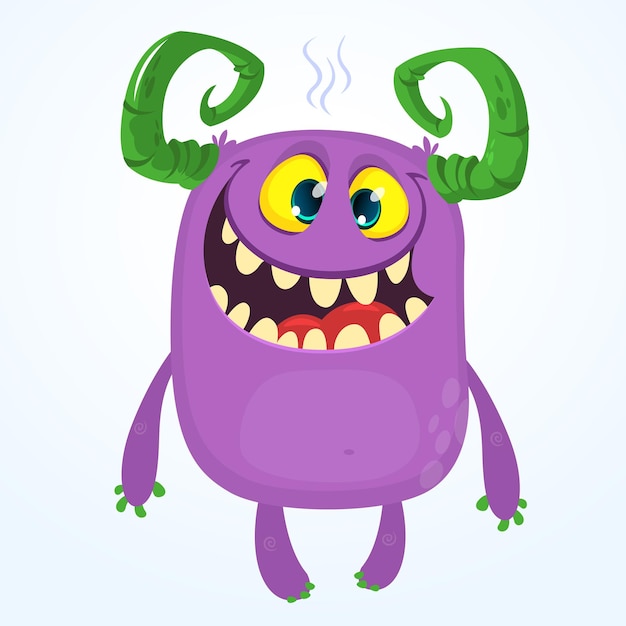 Ilustración de vector de Halloween de monstruo de dibujos animados enojado